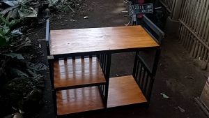 Meja Kompor Gas 2 Tungku Serbaguna kayu 80x40x75cm