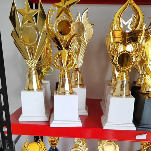 PIALA SET ISI 3 TATAKAN PUTIH MEWAH MURAH juara 123 MODEL ACAK silakan chat untuk ketersediaan model