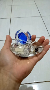 Pajangan Ornament Hiasan Stalk Rose Crystal Daimond Premium Biru