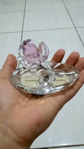 Pajangan Ornament Hiasan Stalk Rose Crystal Daimond Premium Pink