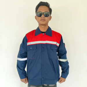 baju wearpack safety lengan panjang kombinasi hitam merah