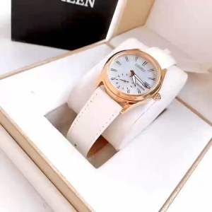ĐỒNG HỒ NỮ CHÍNH HÃNG Citizen EV1033-08D Eco-Drive White Dial & Leather Gold Case For Women