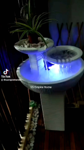 S115 White Feng Shui Water Fountain Pond Kolam Air Sandstone Garden Water Feature Balinese 风水流水喷泉瀑布池 Fish 2f B