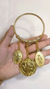 St. Benedict Door Chimes Gold Hanger Medals for Protection Against Evil with Free Gift Pouch for All Season Gifts
