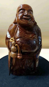 พระสังคจายน์(ปู๊กุ๊ยฮุกโจ้ว)ถือน้ำเต้า ทำจากไม้ สูง 7 นิ้วครึ่ง