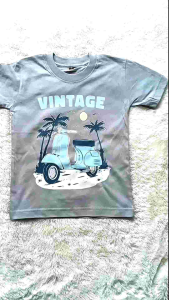 Atasan Baju Kaos Anak Vespa Pantai Laki-Laki Perempuan Sablon DTF Combad 30s