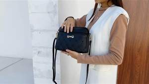 MARIONE - Tas selempang wanita RIBBON ( 100% IMPORT ) TA306B5 Tas Fashion korea cantik SUPER Quality kulit hitam premium sling bag remaja termurah metabo