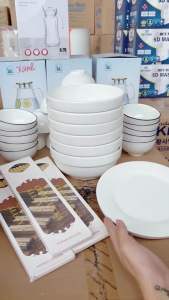 Đĩa Tròn Cạn Trắng Trơn - Sứ đầy đủ kích thước Dĩa Sứ Cạn Trắng