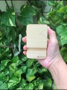 ชุดแท่นวางโทรศัพท์ไม้ 3 ขนาด S, M, L ทำจากไม้ยางพาราขัด สดใส สไตล์มินิมอล