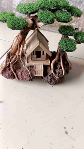 bonsai rumah pohon sintetis aquascape hiasan aquarium