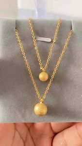 Kalung 2 Layer Ukir Pasir Titanium Gold Bola 2 CXB368