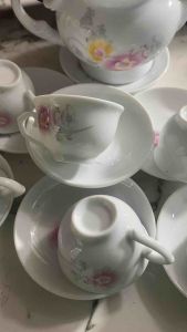 Bộ ấm chén uống trà Bát Tràng Việt Nam cao cấp dáng Phú Quý họa tiết hoa Mẫu đơn