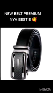 Ikat Pinggang Kulit Pria Model Rel Otomatis Cowok Laki Hitam Cokelat Import Ada Box Dus Hitam GM-T7