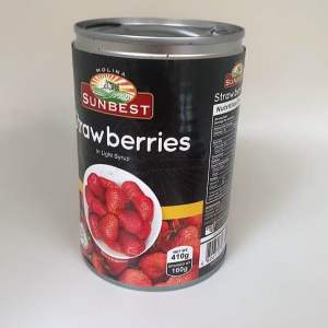 Sunbest Strawberies in light Syrup 410g in can