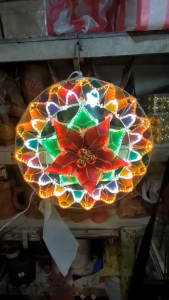 16 Inch Diameter Pointsettia Embossed Christmas CapiZ Parol Colored Ornament for Festive Home Decor - Ornaments Decoration Light