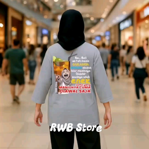 Atasan Wanita Model Oversize Lengan 7/8 Gambar Depan Belakang Motif Tulisan Manis Di Awal