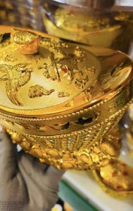 Thỏi vàng kim nguyên bảo thỏi vàng trung ban Thần Tài Long Phụng size đại 20cm