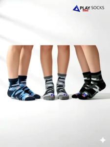 ถุงเท้าข้อสั้นลายพราง คละสี 12คู่