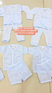 1Set 3Pasang NewBorn Baby Baju Eyelet/Lubang Newborn Lenggan Panjang Dan Pendek