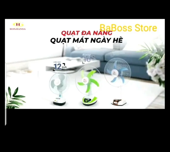 Quạt sạc tích điện Honjanda - tích hợp đèn led và cổng sạc USB | Lazada.vn