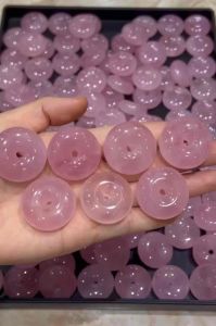 (Tặng dây đeo) Mặt dây chuyền Đồng điếu Khấu bình an đá thạch anh tự nhiên
