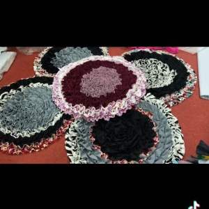 พรมเช็ดเท้า O วงกลม ทําจากผ้าหนังไก่ สวยงามน่าใช้ สามารถซักมือซักครื่องได้