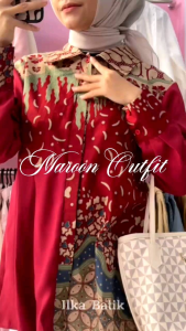 ILKABATIK Ayunda Kemeja Batik Kerja Wanita Modern Lengan Panjang Atasan Blouse Kerja Kantor Seragam