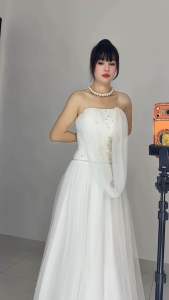 Đầm maxi body TRIPBLE T DRESS mặc cưới cho dâu xinh đi bàn đính hoa nổi siêu xinh - size S/M/L - MS260Y