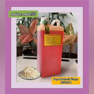 Pupuk Merah Tauge Asli SUMO8 SUMO8 PUPUK MERAH (KONSENTRAT )  MANFAAT: Tauge tambah gemuk Bentuk tauge lebih cantik Tauge terasa manis  CARA PEMAKAIAN:  - Semprot hanya menggunakan 1-2cc/1L air. (1cc dikacang besar 2cc dikacang kecil ) - Harus disiram den