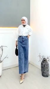 HAIGHWAIST ROK JEANS ROK JEANS SKIRT THEANA// Rok Jeans Theana Skrit Panjang