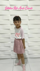 Setelan Anak Perempuan Import Model Rok Mini Plisket Semi Nice Odel Tali Serut Kekinian