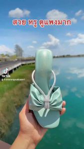 ส้นแก้วสูง 2.5 นิ้ว รุ่นสายเพชร รองเท้า รองเท้าส้นแก้ว