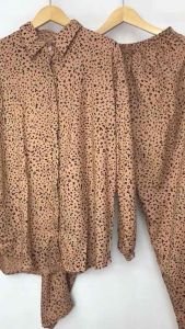 RAYYA Bintik Rayon Premium Oversize Piyama Lengan Panjang Baju Tidur Wanita Pajamas Set Babydoll