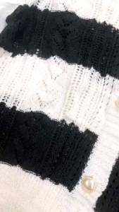 Áo len nữ cài khuy kẻ tay phồng nhập qc cao cấp siêu dễ thương size dưới 58kg