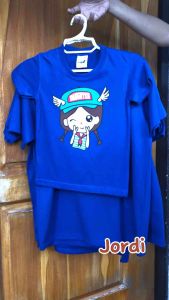 ROYAL BLUE CARTOON Round Neck Cotton Family T-Shirt Grandpa Grandma Dad Mom Daughter Son By Jordi Mosuela Store