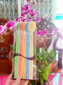 Combo 10 muỗng Nhựa Cà Phê Sinh Tố RICO Nhiều màu Dài 20cm đẹp mắt tiện dụng-gia dụng Nari