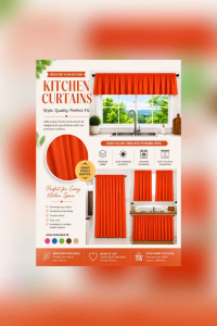 Mariyaamandas set of orange curtain for door window sink and valancer.6ft 7ft