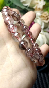 Red copper quartz rutilated Bracelet 8mm+ 纯天然老矿红铜发晶 招财手串手链 8mm+ 招正财偏财