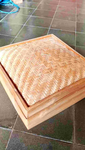 Klakat dimsum 30*30 cm - kukusan bambu kotak - kukusan dimsum bambu - box bambu besar
