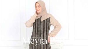 Gamis Terbaru Seply Meyra 298 Dress Motif Salur Cantik Kekinian