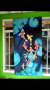 Lukisan Koi Abstrak Modern Tekstur: Desain Dekoratif Interior