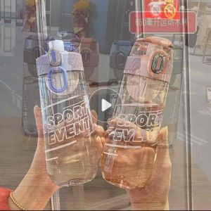 Drinking Bottle 750ml BPA FREE Sport Water Bottle Time Reminder Motivational with Handle Portable Plastic Outdoor