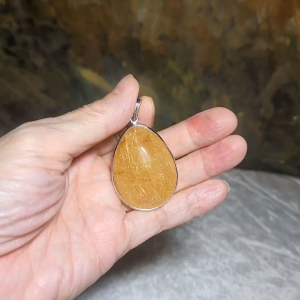 32.8 grams Large size Premium natural Rutilated Quartz 925 Silver pendant [Natural Crystal] 精品大号金丝发晶925银吊坠