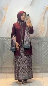 Setelan Kebaya Brukat Hana Resleting Depan Tersedia Ukuran M Sampai 5L Cocok Buat Seragaman Pesta Kondangan Wisuda Hajatan Lebaran Grade A Rok Songket Lilit Selendang Seragaman Pesta Wisuda