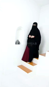 UKHIJAB - Janna set Khimar cadar Bandana Jetblack luwitek