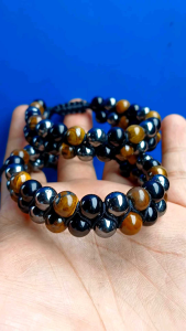 COD - GELANG TALI BATU ALAM 3 BATU KOMBINASI GIOK HITAM/HEMATITE / TIGER EYE