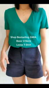 Z ARA V-neck Basic Loose T-shirt Overruns Zara T Shirt Zara Tshirts Zara Female Suit Zara Ropa De Mujer - Lazada