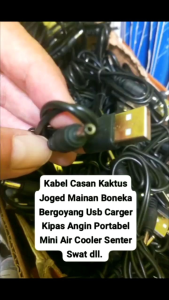 Kabel Casan Charger USB Jack 3.5mm & Kaktus Bergoyang Kipas Angin Portabel Mini Air Cooler Mainan Anak