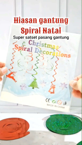 1set isi 6 HIASAN GANTUNG SPIRAL NATAL FOIL rusa salju pohon natal lonceng aksesoris dekorasi merry christmas tree deer bell xmas murah