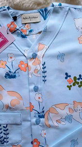 Piyama Anak Perempuan Bahan Kain Adem Tanpa Kerah Variasi Kerah